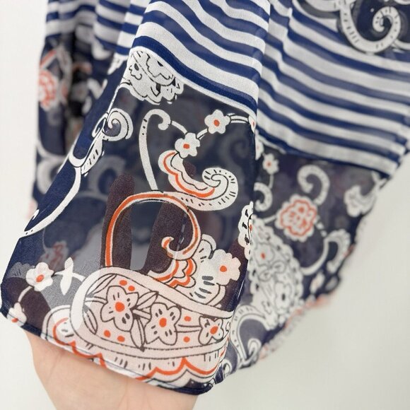 CAbi Women’s Sheer Chiffon Red White Blue Lightweight Tank Top Sz XS # 5349 - Picture 7 of 9